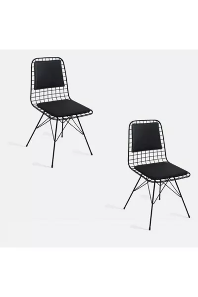 Sedia da Lavoro con Schienale e Cuscino Set di 2 Sedie in Metallo