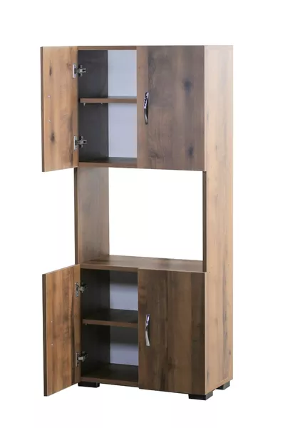 4-türiges Multifunktions-Mikrowellenschrank mit mittlerem Fach und 4 Türen, Mini-Ofen Küchenschrank