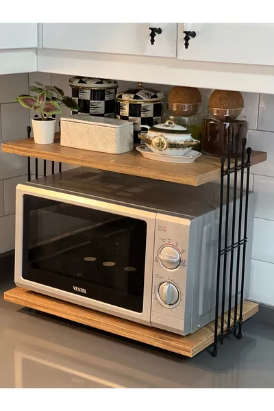 Mobiletto per microonde Forno da banco Microonde Scaffale da cucina Scaffale per macchina da caffè Pino