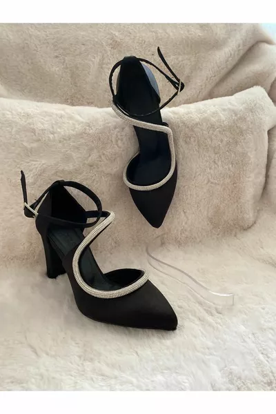 حزام الحجر أحذية نسائية ذات كعب سميك