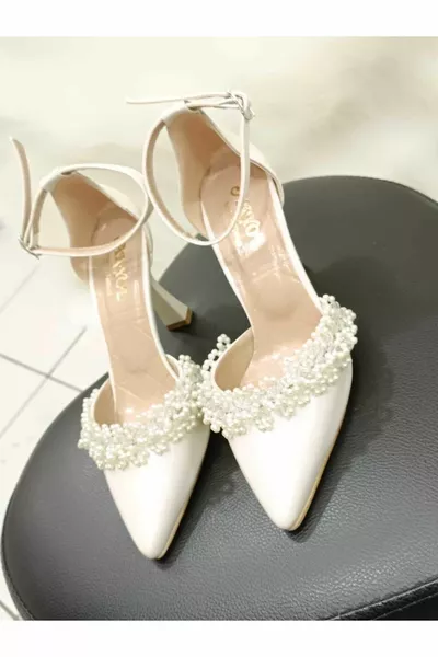 Damen Perlmutt Perle Brautkleid Schuhe