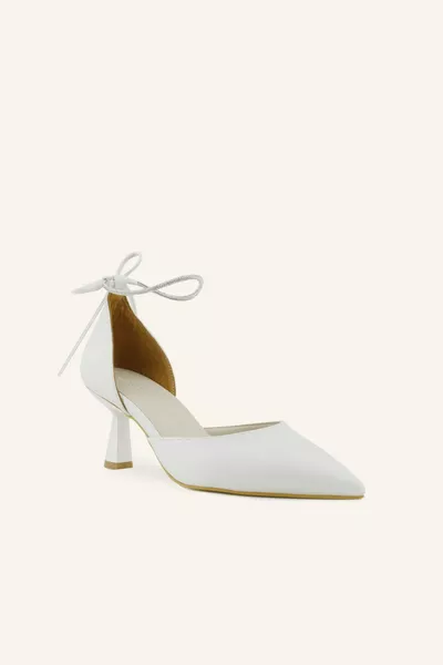 Perlmutt Satin Elisa Mini Brautschuhe mit Absatz