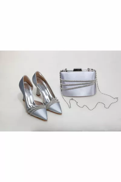 Women's 9 cm Silver Shoes & Bag Combination