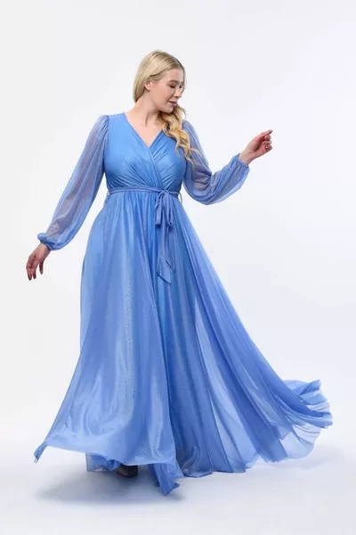 فساتين سهرة طويلة بريق تول