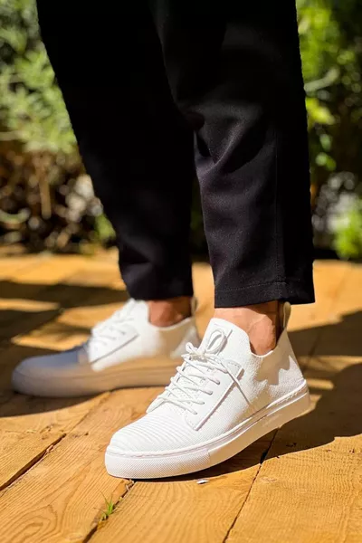 Tricots blancs Semelle haute à lacets Chaussures décontractées pour hommes