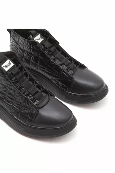 Мужские черные кожаные и текстильные повседневные сапоги