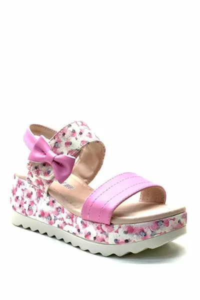  Girls Pink Floral 5 Cm Padded Heeled Sandals