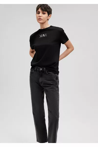 Schwarzes T-Shirt mit Logodruck Regular Fit / Regular Cut 