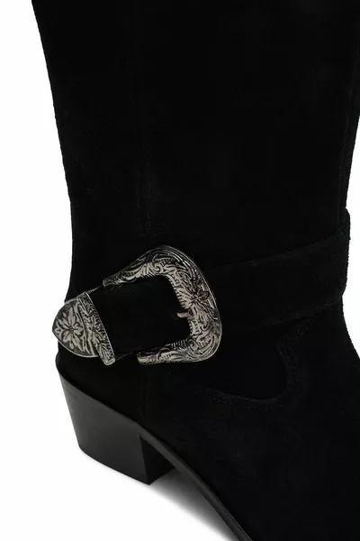 Janet Zwarte Suède Cowboylaarzen