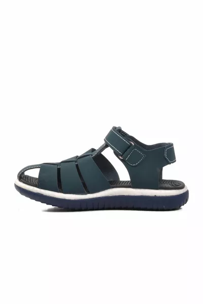 -F Sandales Enfant Nubuck Bleu Marine