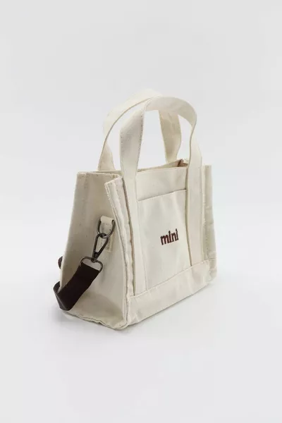 Mini Lettered Canvas Fabric Lined Cross Mini Size Shoulder And Handbag With Coffee Strap
