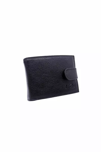 Portefeuille en cuir véritable Mkm avec porte-cartes transparent modèle latéral