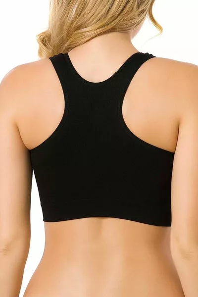 Seamless Thick Strap Sports Bustier  Black