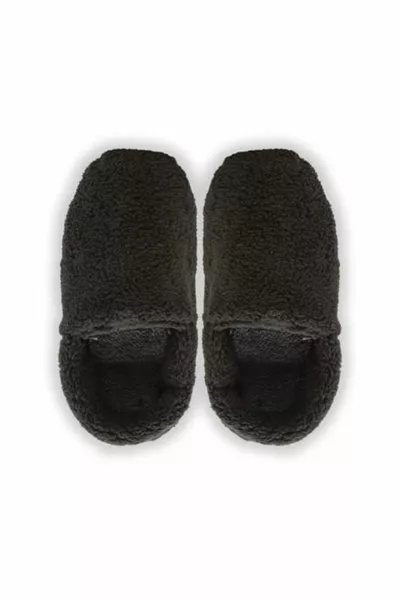  حذاء منزلي شتوي رجالي أسود بارد