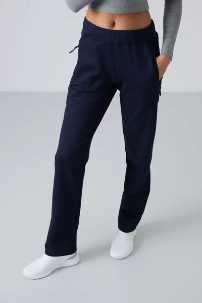 نيلي سستة جيب عارضة شكل الكلاسيكية الساق المرأة بدلة رياضية أسفل - 