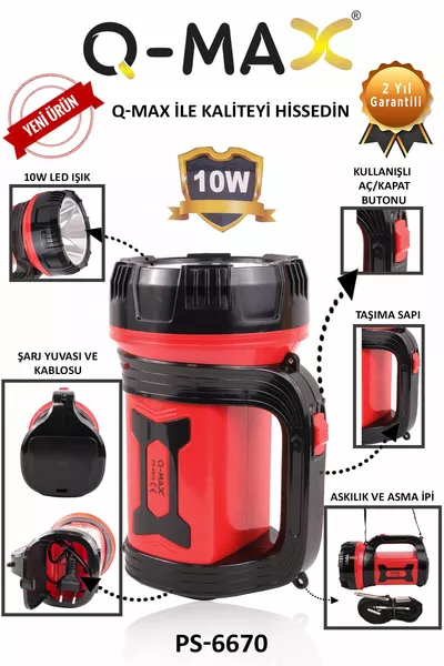 جهاز عرض 2 كم مجموعة مصباح يدوي كشاف مصباح يدوي السلطة أدى 8W مصباح يدوي قابلة للشحن طويلة المدى