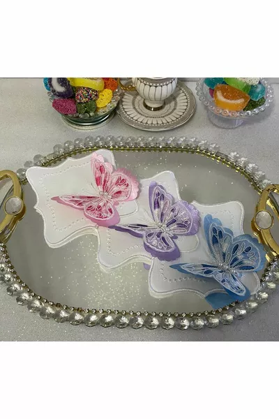 منديل جانبي للقهوة ، منديل عرض جانبي للقهوة ، منديل عرض صينية ، منديل خدمة القهوة ، 6 قطع