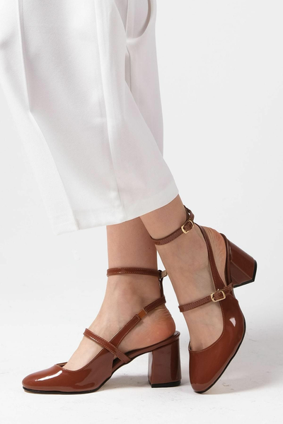 Inessa Tan Color Дамски токчета с отворен гръб