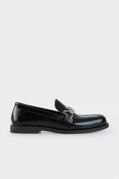 Damen-Loafer aus schwarzem Leder