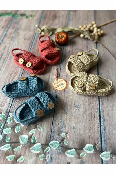 محبوك اليد الصيف الأزرق للجنسين الطفل الصنادل الجوارب