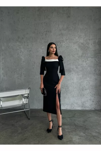 خط مفصل فستان طويل مستقيم