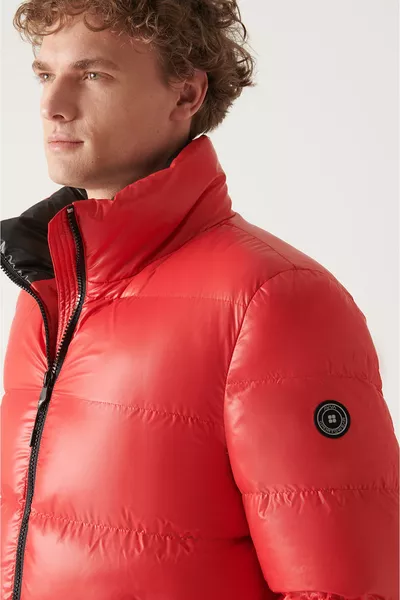 красный воротник-стойка водоотталкивающий ветрозащитный внутренний ремень подробный надувной унисекс комфорт крой повседневного кроя пальто