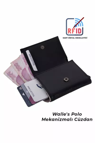 عملة مقصورة Rfid محمية نباتي الجلود التلقائي آلية الألومنيوم للجنسين حامل بطاقة المحفظة