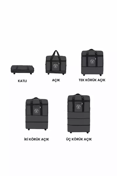 منفاخ قابل للتوسيع بسحاب بعجلات حقائب يدوية