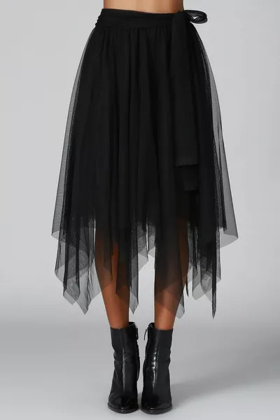 Tüll Asymmetrischer zweilagiger gefütterter Halloween Hexen Tüllrock