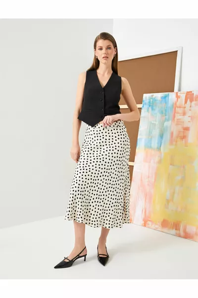 Миди пола на точки с висока талия