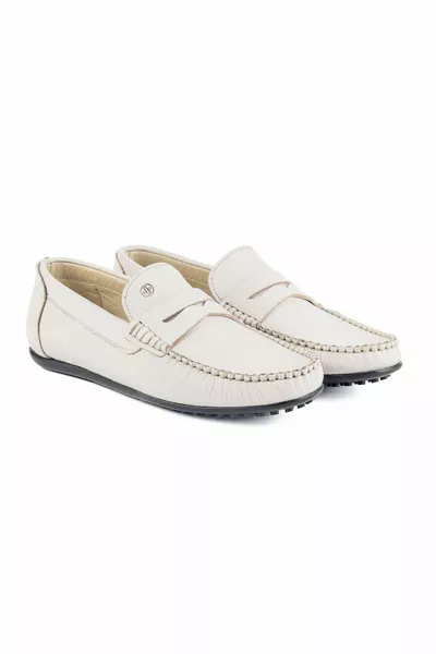Scarpe mocassino da uomo beige in vera pelle BD