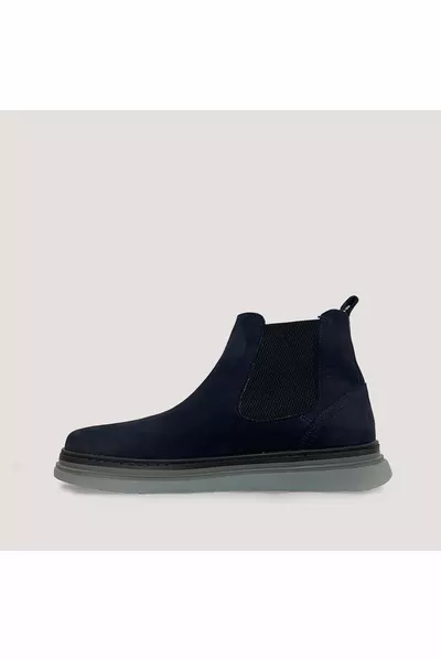 Bottes en cuir nubuck à semelle antidérapante en silicone   Nubuck bleu marine