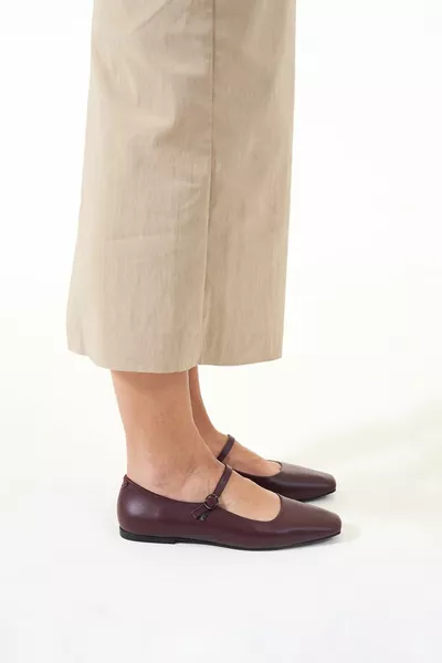 Oriana Burgunderfarbene Ballerinas aus echtem Leder für Damen