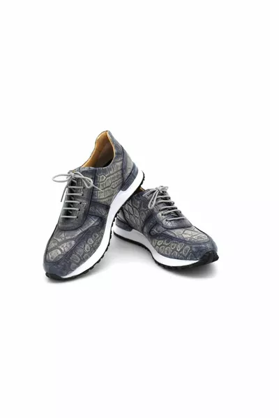 Echte Krokodilleder Grau & Blau Handmade Sneakers