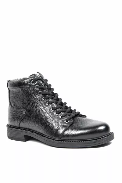 Leder Schwarz Herren Stiefel 