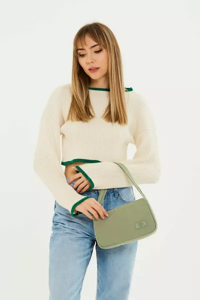 Grün  Einzelfach Canvas Stoff Casual Sport Frauen Baguette Hand- und Umhängetasche U: E: G:7