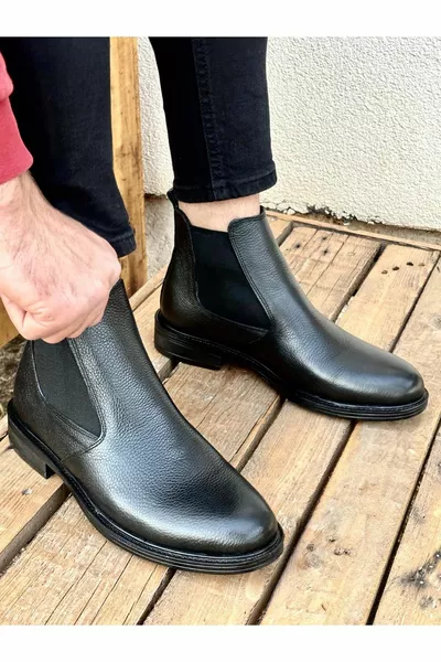 أحذية شتوية جلدية أصلية للرجال مضمونة من أنتون