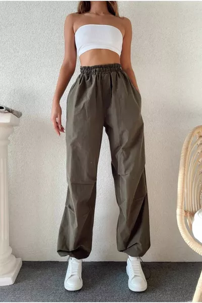 Tessuto paracadute Pantaloni Khaike Loose Fit strutturati morbidi