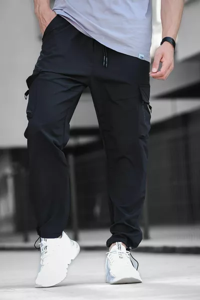 Tiziano Court المظلة مستقيم الرباط الساق البضائع جيب الرجال بدلة رياضية أسفل