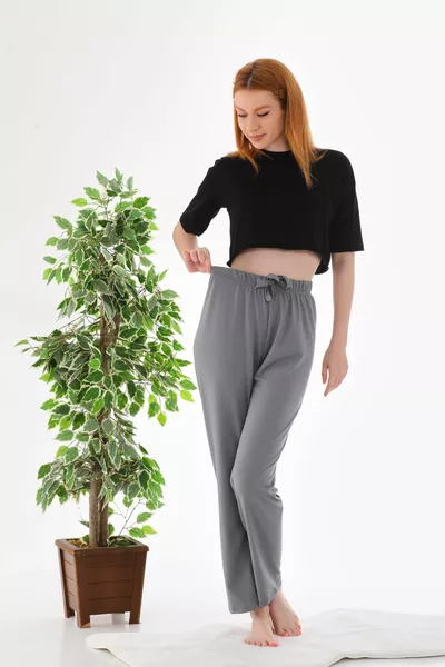 للجنسين رمادي اللون لينة محكم الراحة بيجامة قيعان رياضية