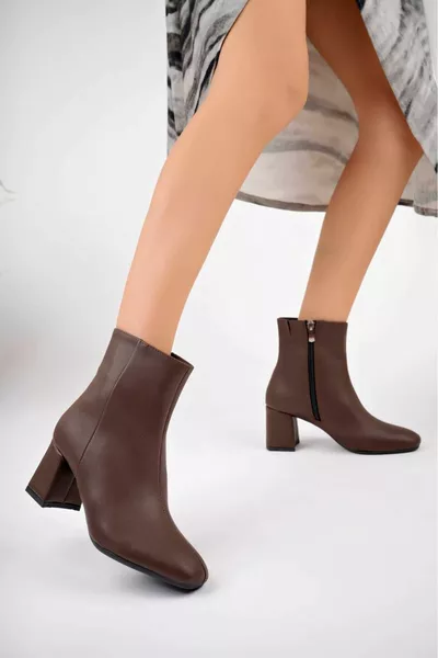 Bottes à talons pour femmes à fermeture éclair à bout 