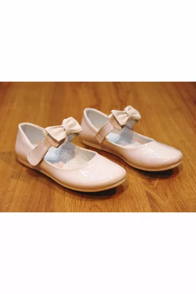 Septembre noeud papillon velcro thermo antidérapant semelle filles ballerines blanc