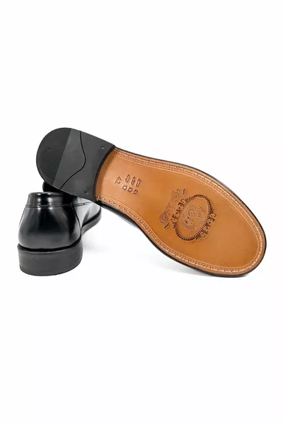 Кожена подметка отвътре навън Естествена кожа Черни мъжки класически обувки AN