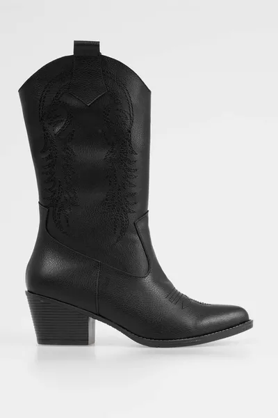 المرأة الكعب أحذية رعاة البقر أحذية راعية البقر الطويلة