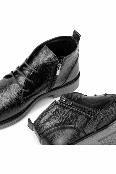 London Неплъзгаща се подметка от естествена кожа Ежедневни ботуши Челси с цип Черни