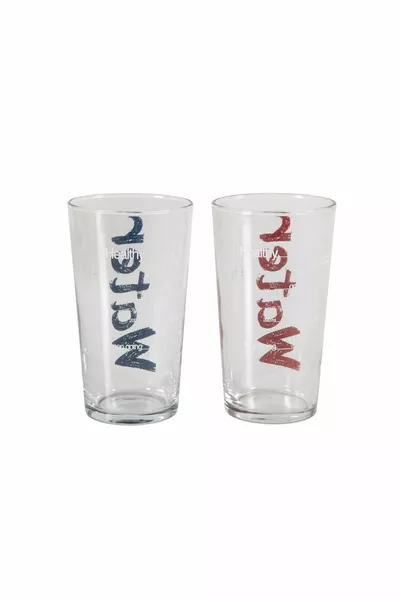 Water Glass  ml Set of 2 -blue & red