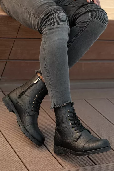  Herrenstiefel mit schwarzer Post mit kältebeständiger Gummisohle