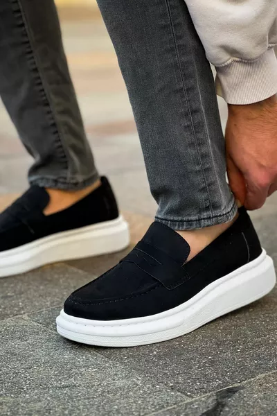 Robert  Велурени черни BT Мъжки обувки за мокасини