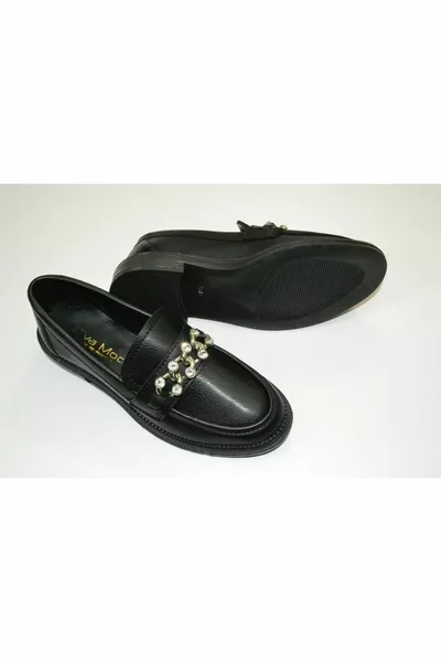 المرأة سلسلة مفصلة الأعمال، مكتب، عارضة البيضاوي اصبع القدم العظام المتسكع أسود اللون الباليه أحذية مسطحة