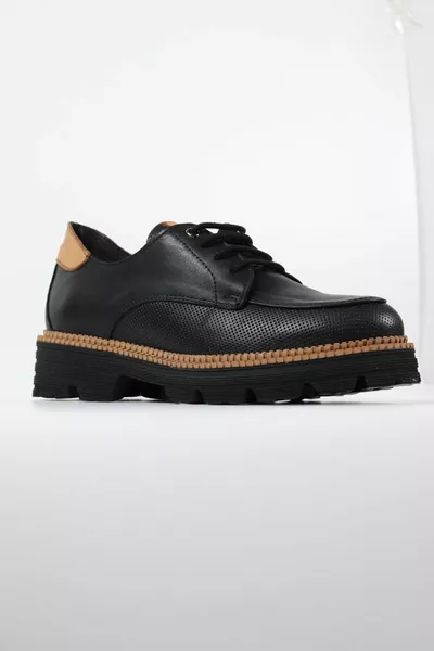 -  أسود جلد طبيعي الدانتيل متابعة المرأة أكسفورد الأحذية